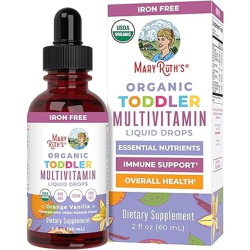 MaryRuth Organics Kids Multivitamin for Toddlers | USDA Organic | Toddler Vitamins Liquid Drops for Kids Ages 1-3 | Toddler Immune Support & Overall Wellness | Vegan | Non-GMO | Gluten Free | 2 Fl Oz