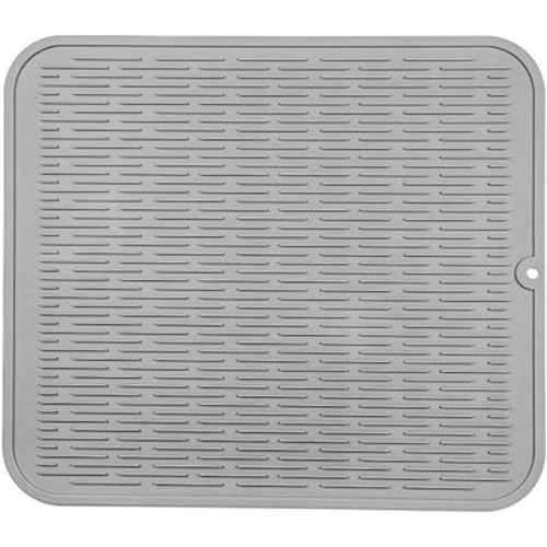 Silicone Dish Drying Mat for Multiple Usage,Easy clean,Eco-friendly,Heat-resistant Silicone Mat for Kitchen Counter or Sink,Refrigerator or Drawer Liner Grey XL 18 inches x 16 inches