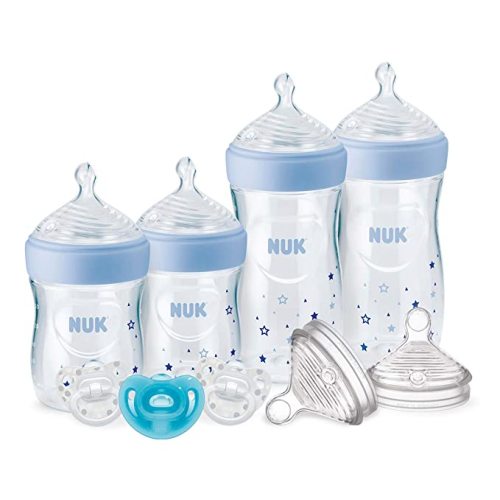 NUK Simply Natural Giftset with SafeTemp and Anti-Colic Vent Bottles for Natural Feeding, Includes 9 Pieces