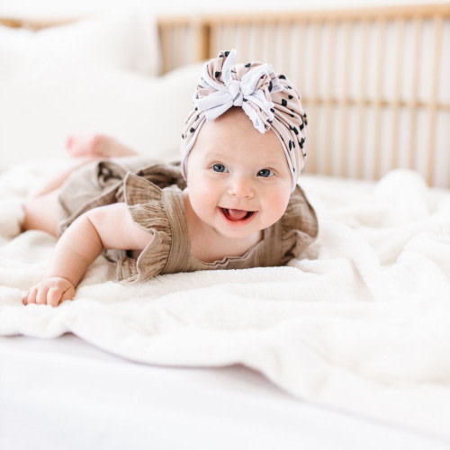Bunny Knots Headwrap - Taupe Specks, NB