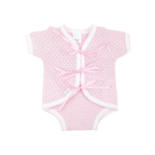 Paty Knit Solid Color Ribbon Tie Onesie