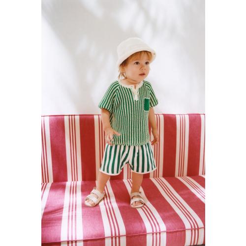 SOLID AND STRIPED SHORTS TWO-PACK - Green / Ecru | ZARA United States