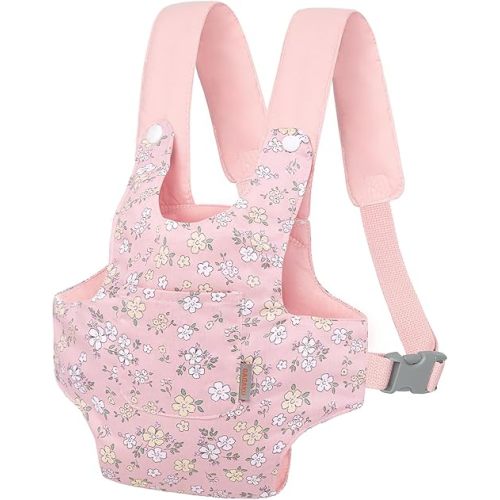 GAGAKU Baby Doll Carrier for Toddler Toy Baby Carrier for Dolls Accessories Doll Carrier for Little Girls - Pink (Pear Flowers)