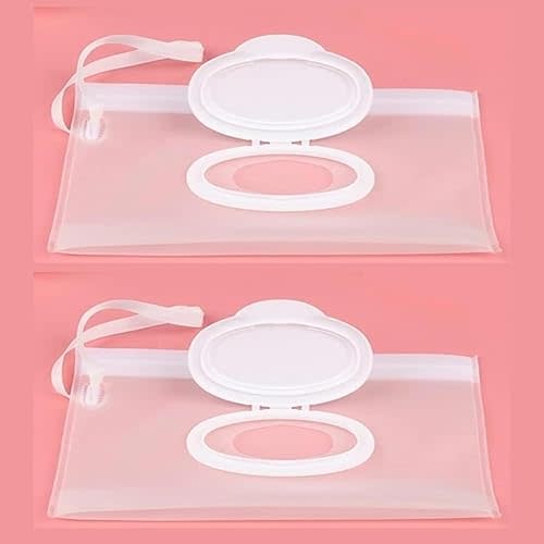 2Pcs Baby Wipe Case Travel Holder Keeps Wipes Moist Set of Wet Diaper Wipes Holders Cases Portable Travel On The Go Refillable Dispenser Container Waterproof Wipe Container with Sealed Diapering