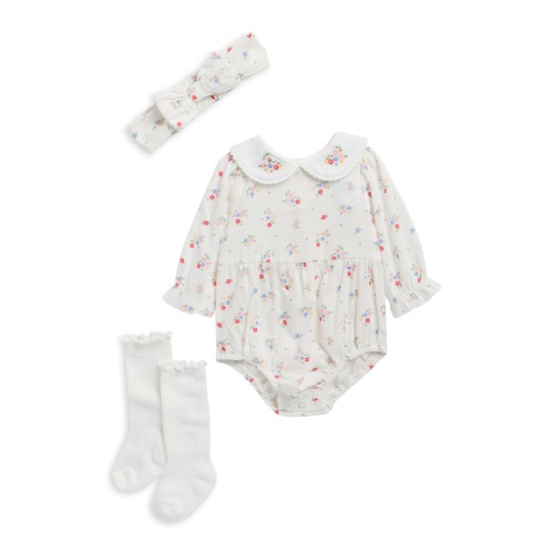 Floral Bubble Bodysuit, Socks & Headband Set