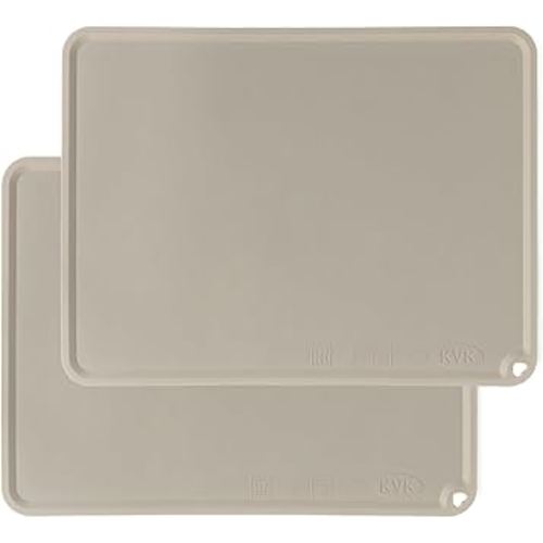 Silicone Placemat for Toddles Kids Non-Slip Reusable Portable Baby Placemats for Restaurant Stain-Proof Children Food Mats Eating Table Mat 2 Pack (Ecru)