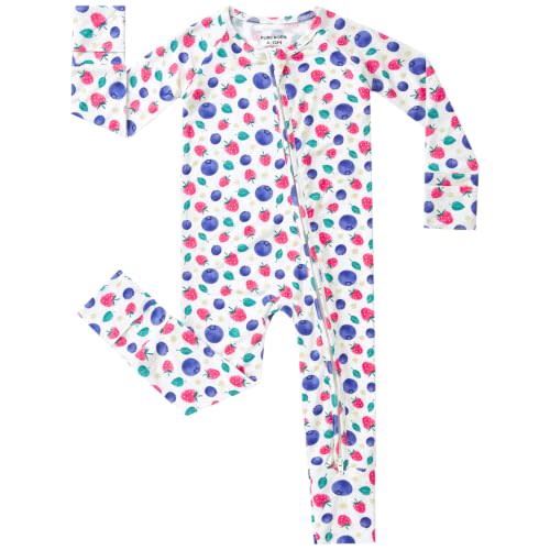pureborn Baby Girls Sleeper Viscose from Bamboo Zipper Pajamas 0-24 Months | OEKO-TEX Certified, buttery soft, 2 way zipper, breathable, fold-over mittens & foot cuffs, all-season, infant girl pjs