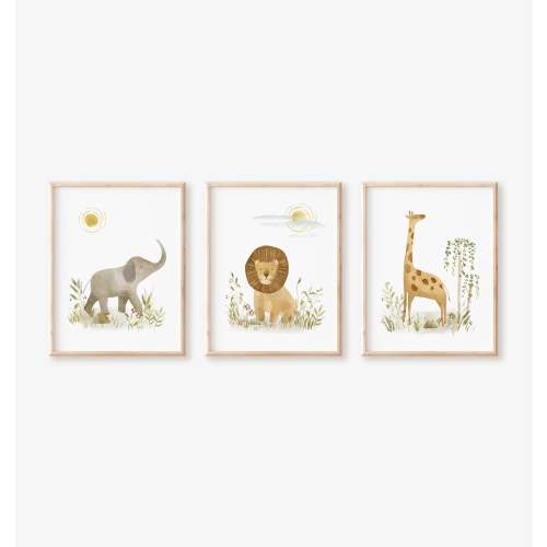 Safari Nursery Decor, Safari Wall Decor, Nursery Wall Decor, Safari Art Print Set of 3 UNFRAMED 11x14''