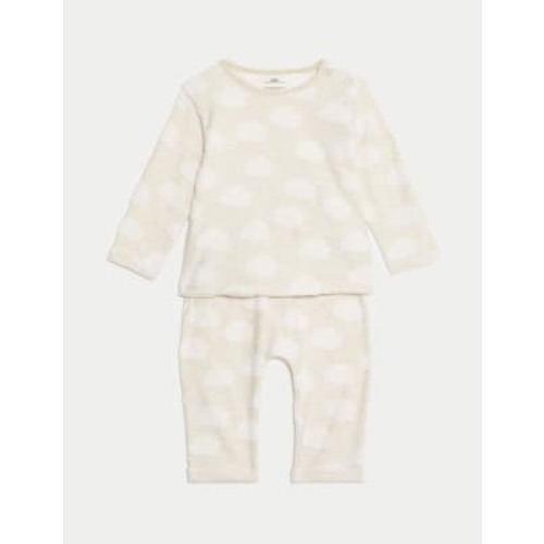 2pc Cotton Blend Textured Cloud Outfit (0-12 Mths)
