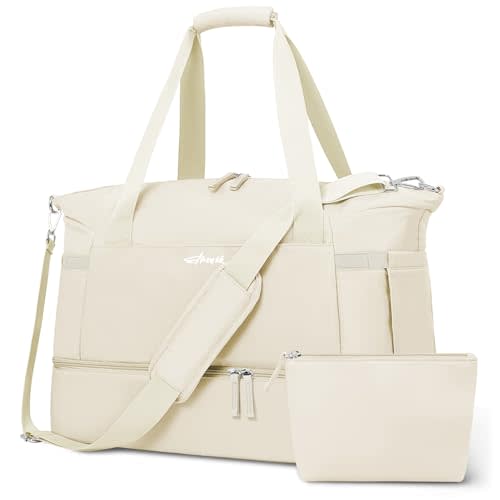 Gym Bag for Women, 45L Carry On Travel Duffel Bag with Shoes Compartment | Weekender Overnight Duffel Bag with Wet Pocket, Hospital Bag for Women Labor Delivery, Carry On Bag for Travel, Gym, Weekend