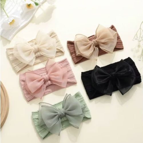 jralon Set de 5 diademas de bebé con moño de estilo princesa de gasa, accesorios para el cabello elásticos suaves para uso diario, sesiones de fotos, salidas | SHEIN USA