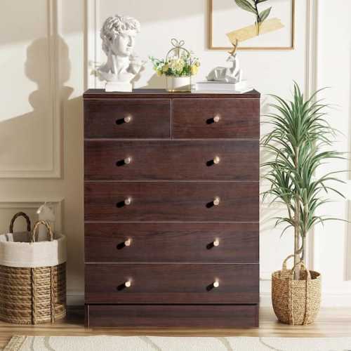 Brown 6-Drawer 25. 98 in. Wide Chest of Drawers