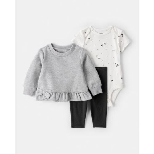 Baby Girl 3-Piece DayDream Fleece Bow Long-Sleeve Bodysuit & Pant Set - Carter's | Carter's