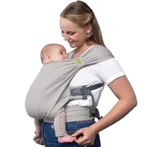 Boba Bliss Pre-Wrapped Baby Wrap Carrier, Newborn Sling, Gray Old | Stretchy Hybrid Sling that slips on in seconds, no tying, Hip-Healthy certified with Head Support for newborns 0-18 months.