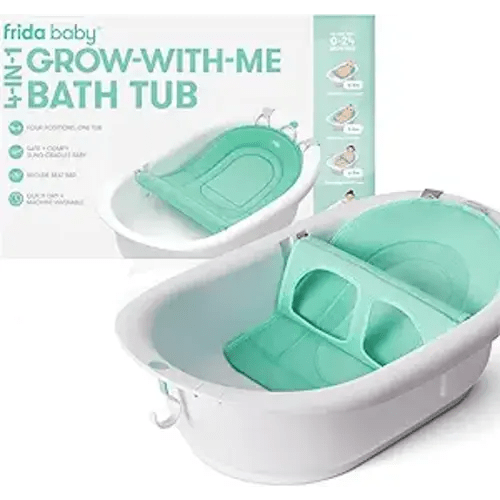 Frida Baby 4-in-1 Grow-with-Me Baby Bathtub, Baby Tub for Newborns to Toddler with Removable Bath Seat & Backrest for Bath Support in Tub