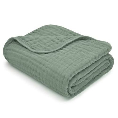 Comfy Cubs Muslin Baby Blanket - 40" x 40" 6-Layer Cotton Blankets for Newborns, Infants & Toddlers - Fern