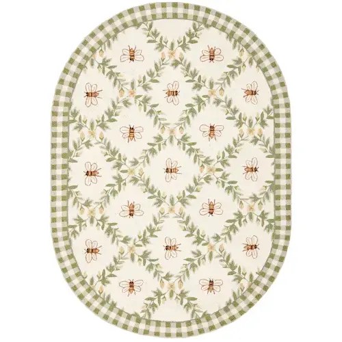 Chelsea HK55 Hand Hooked Indoor Area Rug - Ivory/Green - 7'6"x9'6" Oval - Safavieh