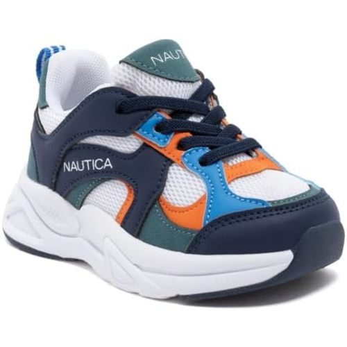 Nautica Toddler Boys & Girls Athletic Running Sneakers – Lightweight Breathable Mesh Tennis Shoes with Bungee Laces, Comfortable Walking & School Footwear