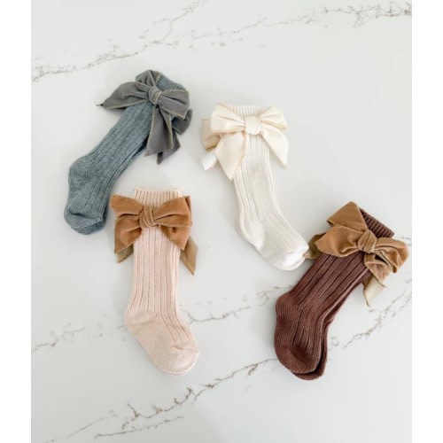 Ribbed Bow Socks - Pack of 4