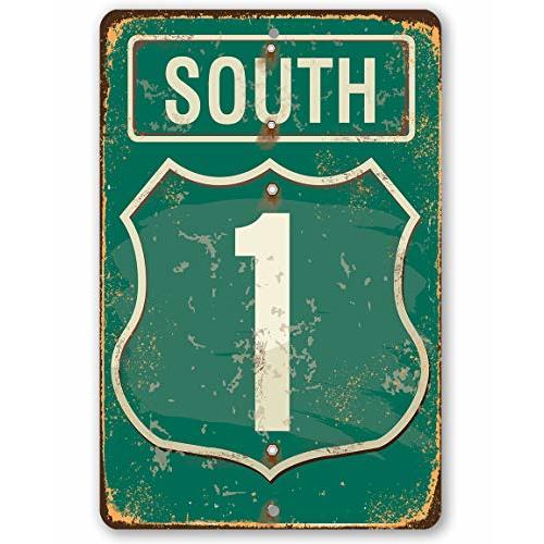 California Pacific Coast South Highway 1 - Vintage California Beach Signage, Great Room and Beach Decoration, Nautical Travel Display and Gift, 12x18 Indoors or Outdoors Durable Rustic Metal Sign