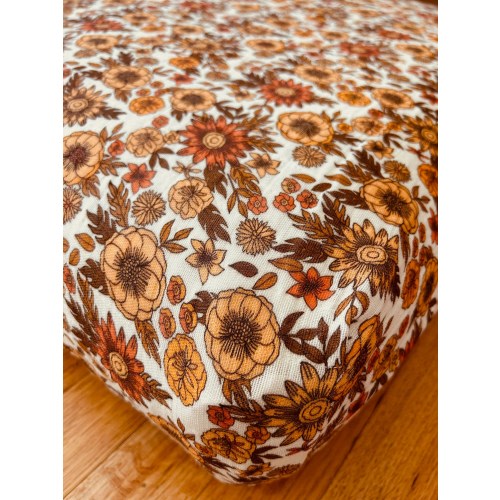 Organic Muslin Crib Sheets, Organic Baby Bedding, 70's Floral
