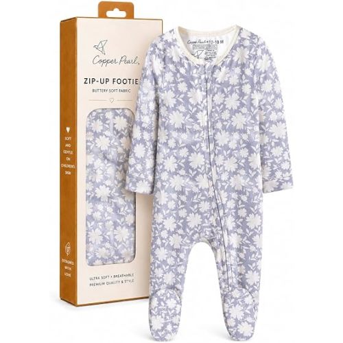 Copper Pearl Zip-Up Footie Baby Pajamas – Soft Newborn Onesies for Boys & Girls, Tag-Free with Two-Way Zipper Baby Sleepers for Newborn - 24 Months, Lacie