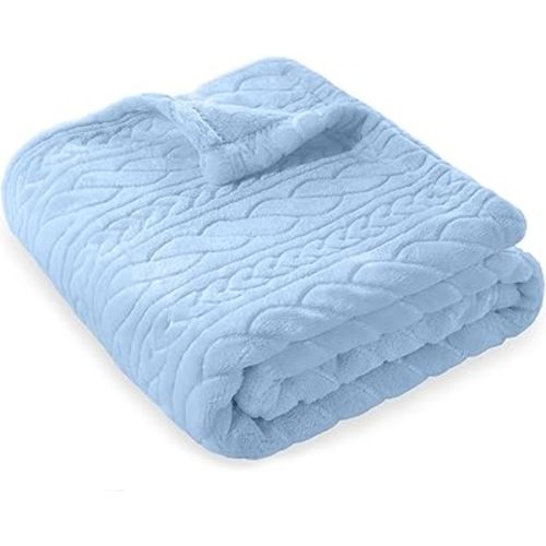 BORITAR 3D Fleece Baby Blanket for Girls Boys Fluffy Fuzzy Flannel Soft Warm Plush Cozy Bed Blanket for Toddlers Infant Newborn and Home Decor (30x40 inch, Baby Blue)