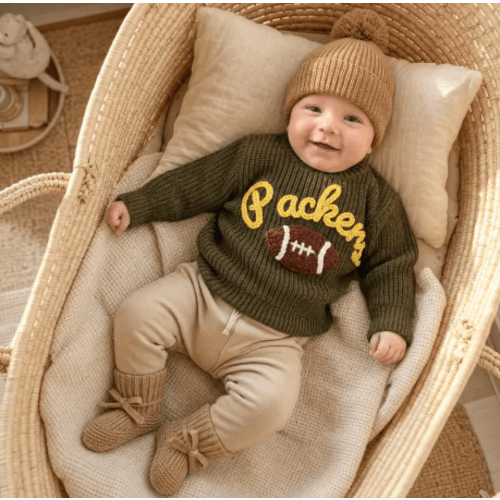 Personalized Sweater with Football, Custom Name Football Sweatshirt, Hand-Embroidered Sports Sweater, Skol Sweater, Toddler Football Sweater