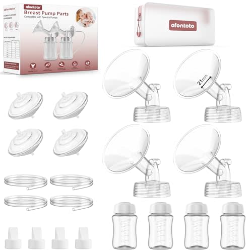 Pump Parts Compatible with Spectra S1/S2/9 Plus Breastpump, 4 Set Replacement Parts for Spectra Include 21mm Flange,Duckbill Valve,Backflow Protector,Tube,Bottle, Not Original Spectra S2 Accessories