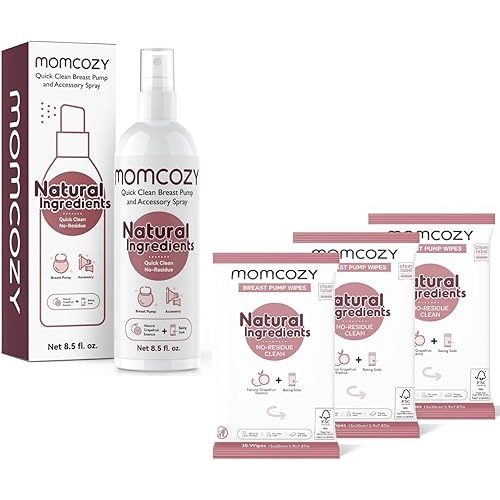 Momcozy Portable Breast Pump Cleaning Spray and Breast Pump Wipes