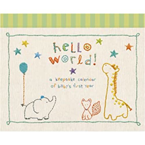C.R. Gibson Animals 'Hello World' Baby Calendar Baby First Year Tracker, 11'' W x 18'' H