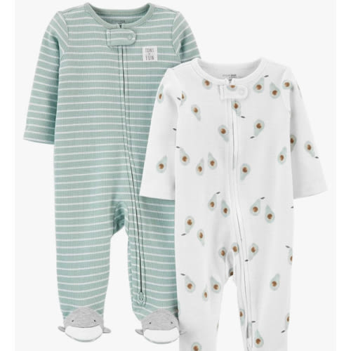 Simple Joys by Carter's unisex-baby 2-way Zip Thermal Footed Sleep and Play, Pack of 2