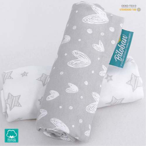 Bassinet Sheet, 2 Pack, 100% Jersey Cotton, Grey & White