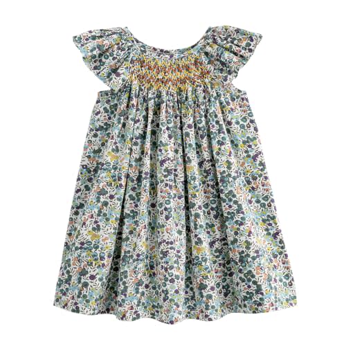 Simplee kids Baby Girl Smocked Dress Summer Casual Short Sleeve Dresses Floral Print Sundress Princess Dress for Toddlers