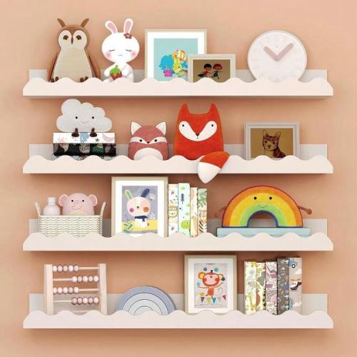 4pcs Floating Wall Mounted Bookshelves, Fan-Shaped Design, Suitable For Children's Bedroom, Nursery, Baby Room, Kids Room Decor | SHEIN USA