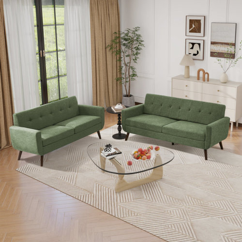 George Oliver Loveseat And Standard Sofa Set, 2 - Piece Tufted Upholstery Living Room Ensemble & Reviews | Wayfair