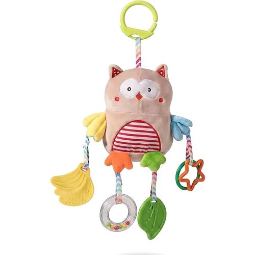 Baby Hanging Toys, Plush Animal Stuffed Sensory Toys for Carseat Stroller Car Seat Crib Play Gym, Baby Toys for 0 3 6 9 12 Months, Baby Boys and Girls Gift (Owl)