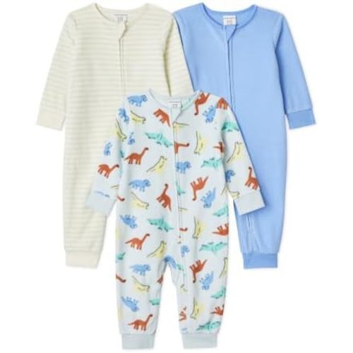 Amazon Essentials Unisex Toddlers' Fleece Sleeper, Footless Sleep and Play, Pack of 3