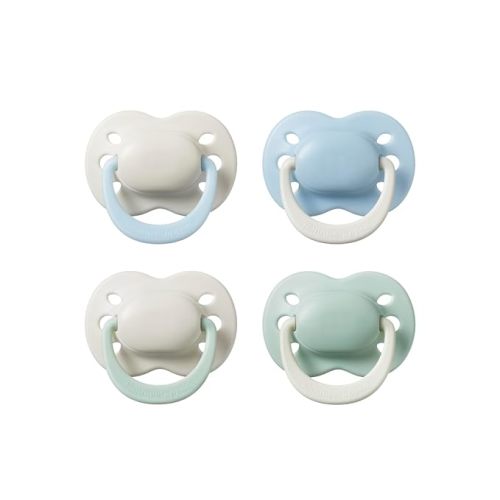Tommee Tippee Newborn Pacifiers, 0-2 Months, Symmetrical Nipple, 100% BPA Free Silicone, Extra Air Holes, Dishwasher and Sterilizer Safe, Summer Clouds and New Dawn, Pack of 4