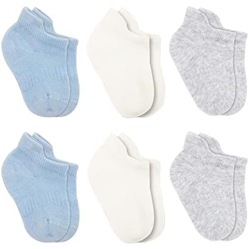 bistyle Baby Grip Ankle Socks 6 Pairs | Newborn Infant Toddlers Socks Seamless Cotton | Kids Boys Girls Ankle Socks