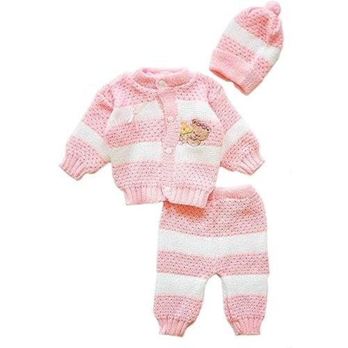 Abelito Newborn Baby Boy's Girl's Unisex Warm Winter 3 Pieces Crochet Set