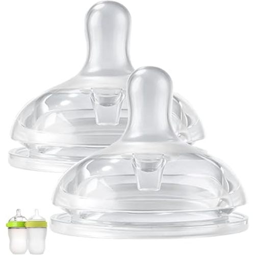 Nipples for Comotomo Baby Bottles (Gen1 & Gen2), Food Grade Soft Silicone Replacement Nipple, Medium Flow (3-6 Months), Pack of 2