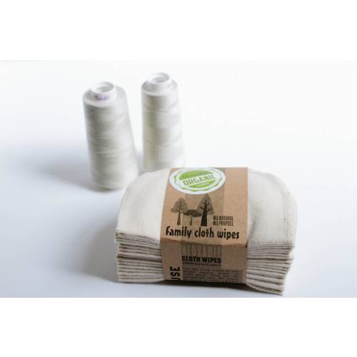 Cloth Wipes - Organic GOTS Flannel Double Layer Wipes with Pearl Thread Edging -