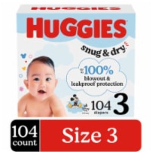 Huggies Snug & Dry Baby Diapers, Size 3 (16-28 lbs), 104 count