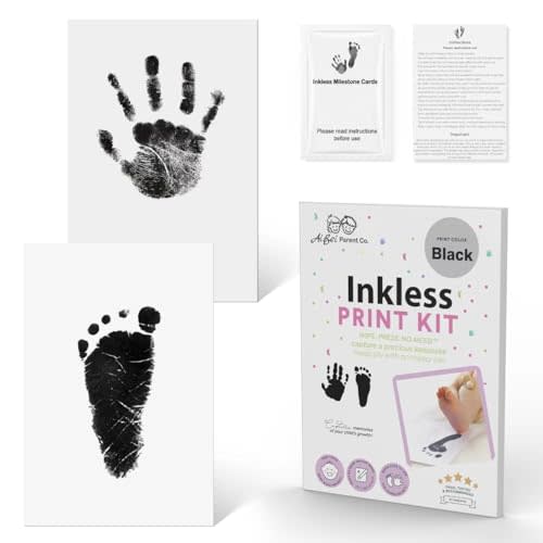 2 PCS Newborn Inkless Monthly Milestone Family Baby Handprint Footprint Kit Ink Pad for Baby Hand and Footprints Dog Paw Print Kit Dog Nose Print Kit Newborn Print Kit Baby Shower Gifts (Black)