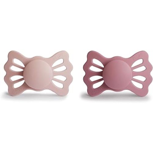 FRIGG Lucky Symmetrical SilkySoft Silicone Baby Pacifier | Made in Denmark | BPA-Free (Blush/Cedar, 6-18 Months)