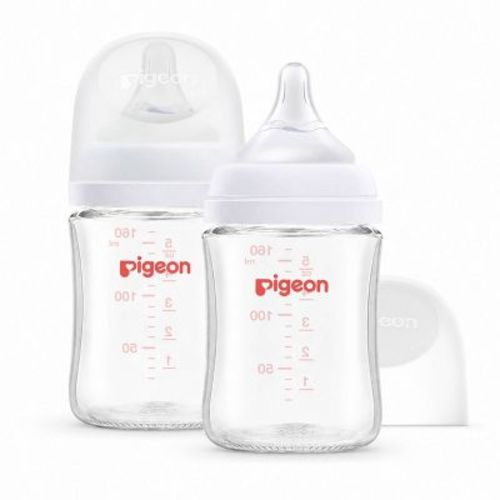 Pigeon Nurture & Nest Wide-Neck Anti-colic Glass Baby Bottles with Nipples - 5 fl oz/2pk