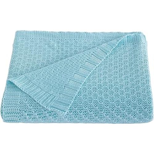 NTBAY Cooling Baby Blanket - Cable Knit Toddler Blanket - Rayon Derived from Bamboo, Soft and Breathable 30x40 Blanket, 30x40 Inches, Blue