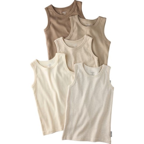 Malone Organic Cotton Assorted 5-Pack Muscle Tanks, 12M
