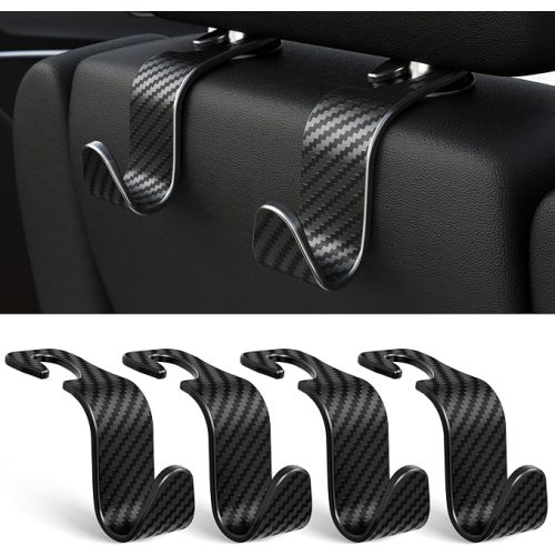 4-Pack Car Headrest Hooks Holds 55lbs Seat Storage Organizer for Bags